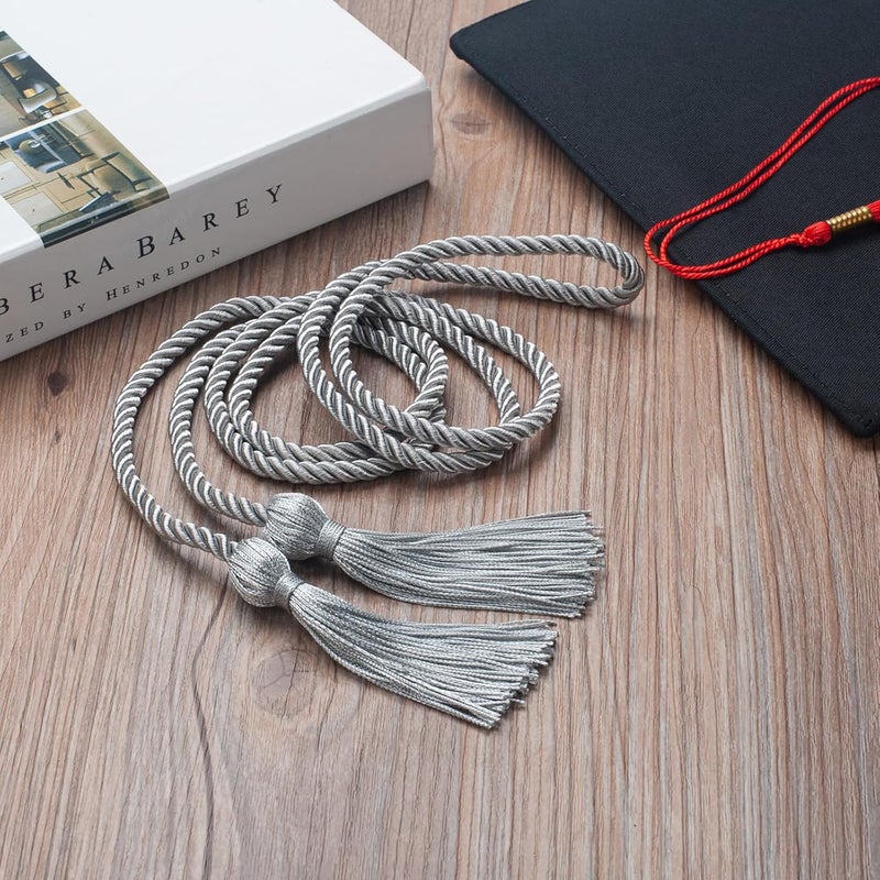 GHGMAO Silver Graduation Cord, Graduation Honor Cords for Class of 2025, Rayon Braided Grad Cord with Tassels, 68" Long Polyester Yarn Honor Ropes for Bachelor, Master, Doctoral - Image 4